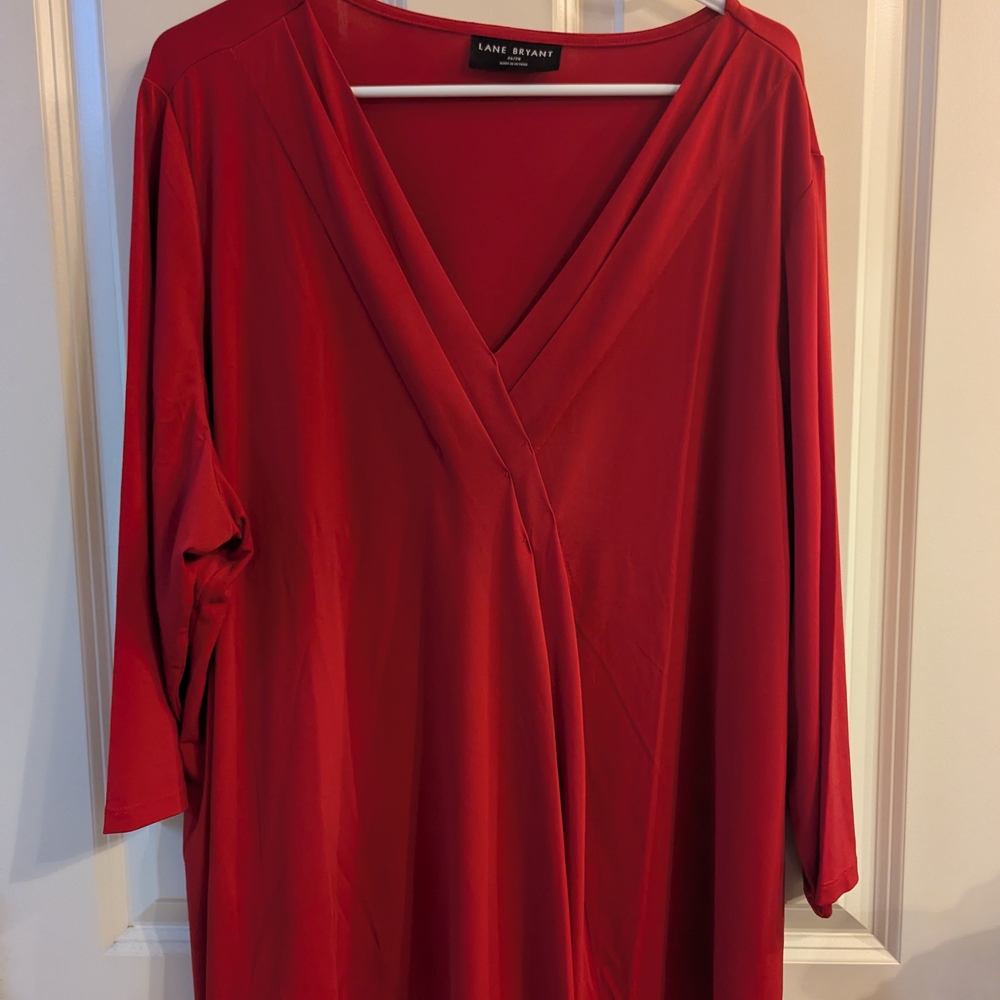 Lane Bryant Red V-Neck Blouse